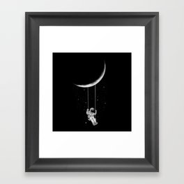 Moon Swing Gerahmter Kunstdruck | Other, Digital, Astronaut, Swing, Space, Curated, Illustration, Cartoon, Moonswing, Drawing 