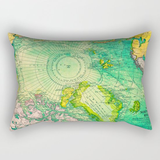 Colorful Map of the North Pole - Vintage Rectangular Pillow