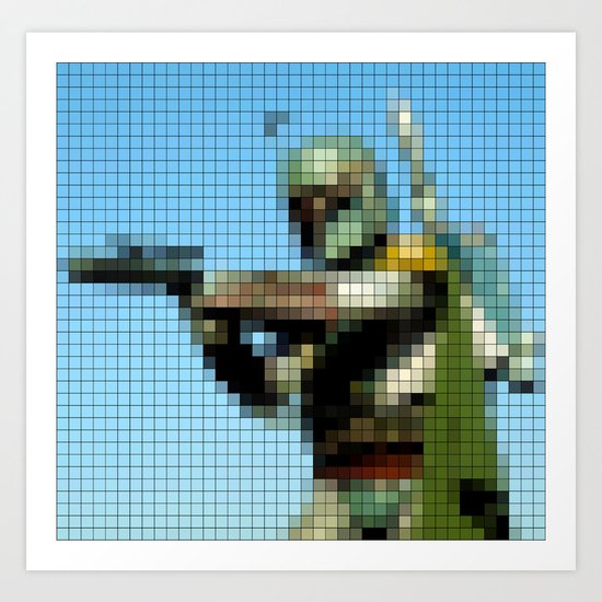 Boba Fett with Blaster Pixel Art Print