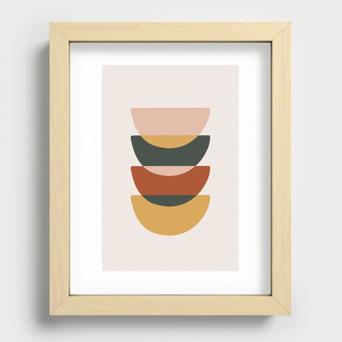 Modern Contemporary Shape Design - Warm Neutral Shades Of Nature Pink Tan Off White Terracotta Gray Recessed Framed Print