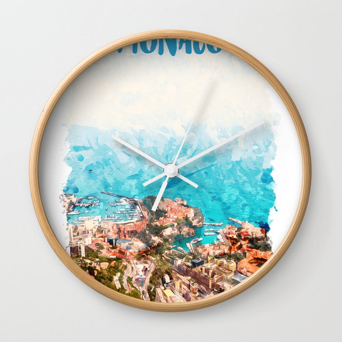 Monaco Europe city watercolor Wall Clock