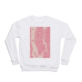 nyc map new york red Crewneck Sweatshirt | Us, Ink, Detailed, Travels, Holiday, Poster, Nyc, New York, Pink, Tourism 