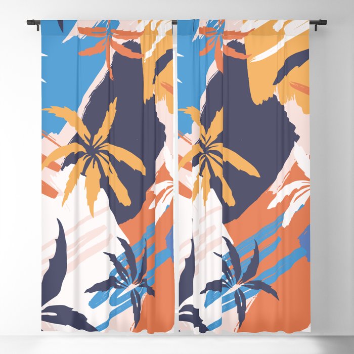 Seamless pattern with abstract palm trees Blackout Curtain