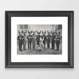 Bizzaro Bad Bunnies in the Countryside black and white photograph Framed Art Print