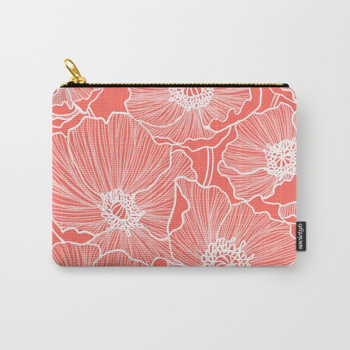 Coral Poppies Carry-All Pouch
