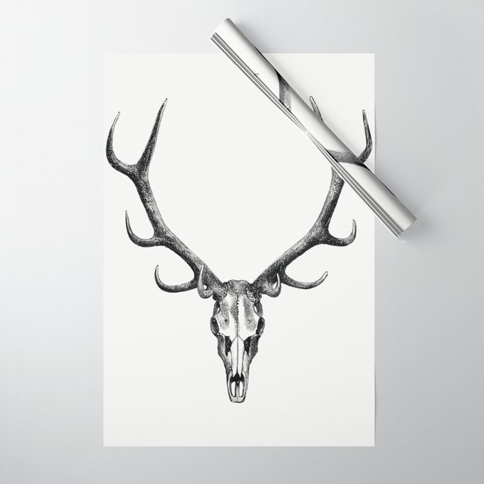 Stag skull drawing, The Great and Small Game of India Wrapping Paper