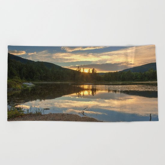 Lily Pond Sunset Beach Towel