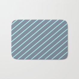 [ Thumbnail: Light Slate Gray and Turquoise Colored Striped/Lined Pattern Bath Mat ]