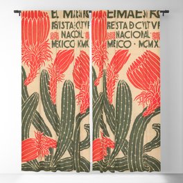 Mexico, Cactus Vintage Wall Art Blackout Curtain
