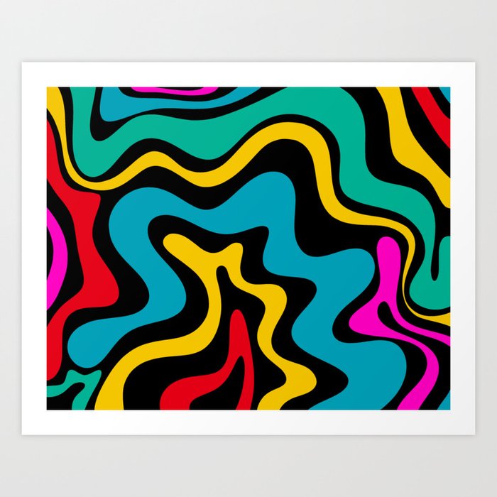 Liquid Swirl Retro 80s Abstract Pattern 4 Art Print