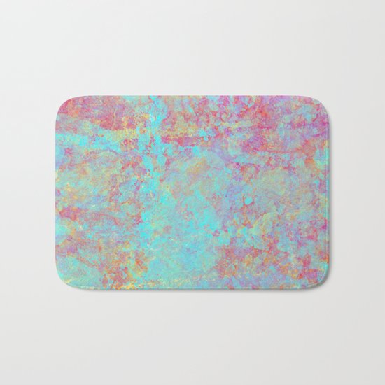 Abstract Painting - Textured cyan and purple Bath Mat
