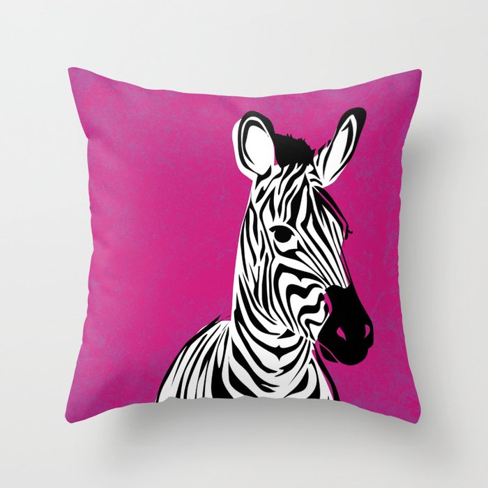 Magenta Pop Zebra Throw Pillow
