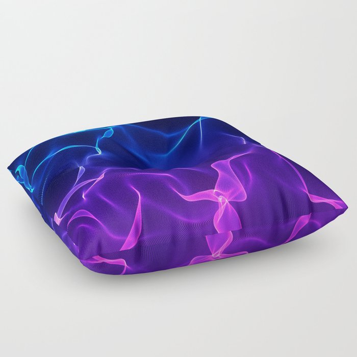 Elegant Abstract Waves Blue And Purple Floor Pillow By Lematworks