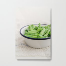 Closeup of sugar snaps Metal Print | Fresh, Enamel, Green, Photo, Bowl, Harvested, Stilllife, Food, Digital, Sugar 