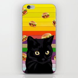 Black cat and burgers, Black cat collage iPhone Skin
