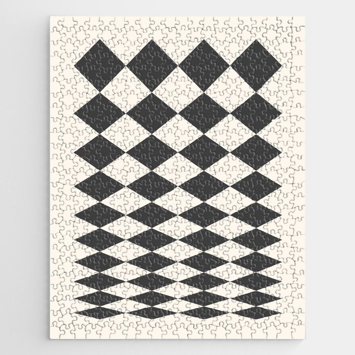 Geometric Shape Patterns 13 in black and beige themed Jigsaw Puzzle