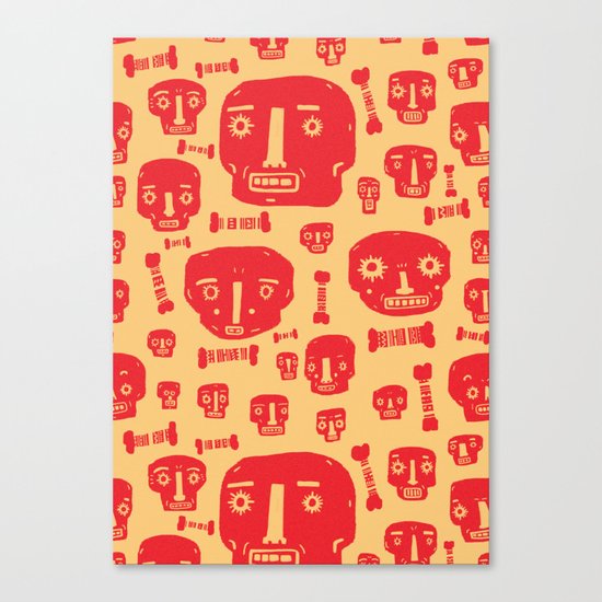 Skulls & Bones - Red/Yellow Canvas Print