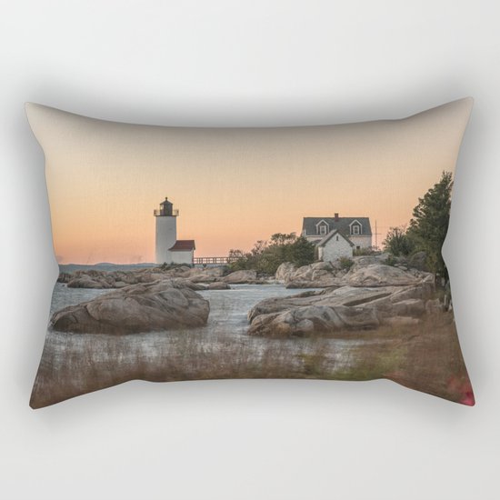 Autumn Lighthouse at sunset Rectangular Pillow
