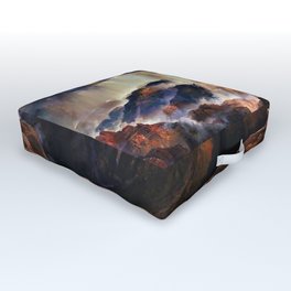 The Chasm of the Colorado, Windswept Rain Storm, Grand Canyon landscape by Thomas Moran Outdoor Floor Cushion