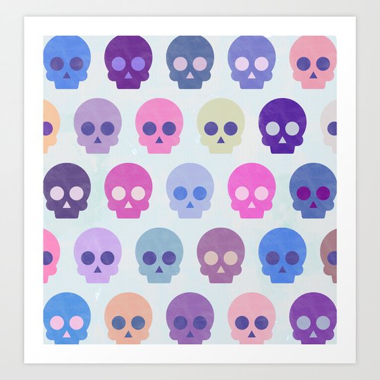 Colorful Skull Cute Pattern III Art Print