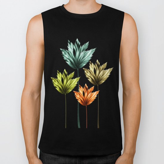Four Fractal Flowers Biker Tank