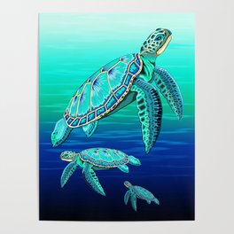 Sea Turtle Turquoise Oceanlife Poster