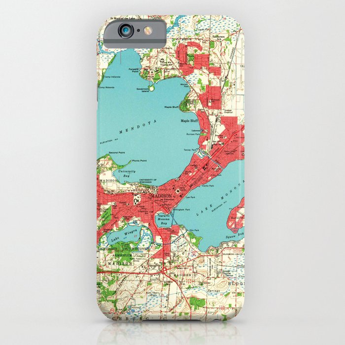 Vintage Map of Madison Wisconsin (1959) iPhone Case