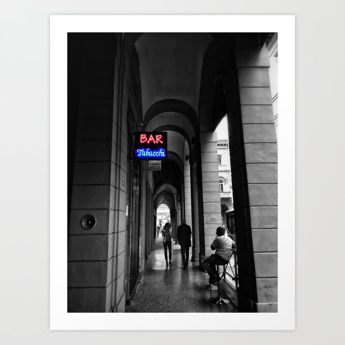 Bar Tabacchi in Bologna Black and White Color Splash Photography Art Print