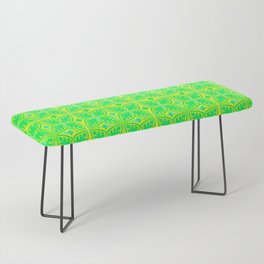 Bright Yellow and Green Monstera Leaves Bench