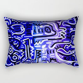 Blue Kiss Love Street Art Acrylic Posca Painting Rectangular Pillow