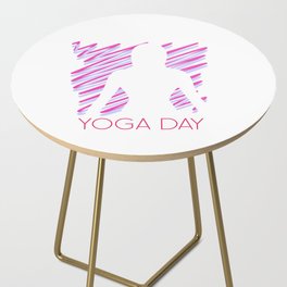 International yoga day scribbled art yoga pose in pink	 Side Table