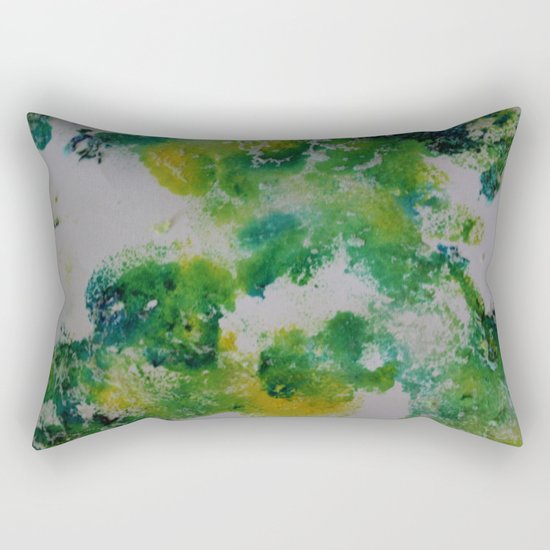 Its about space - in greens and yellows Rectangular Pillow