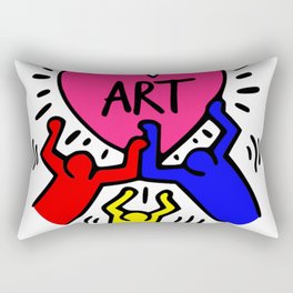 Keith Haring inspired "I Love Art" Primary Colors edition Rectangular Pillow