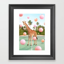 Tennis Giraffe Framed Art Print