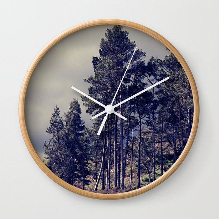 Drama Amongst the Summer Pine Trees in the Scottish Highlands Wall Clock