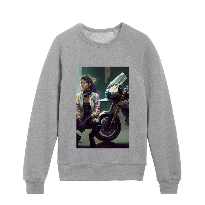 Biker Girl Kids Crewneck