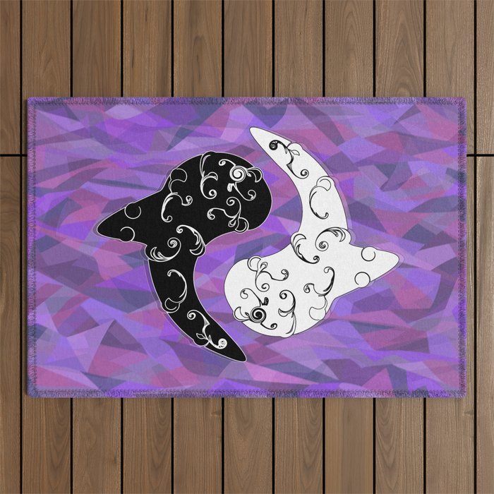 Ying Yang and the White Whale  Outdoor Rug