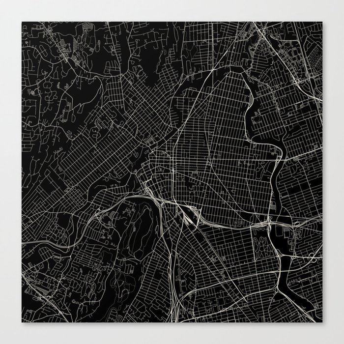 USA, Paterson City Map Canvas Print