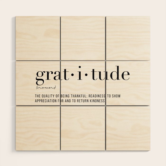 Gratitude Definition Wood Wall Art by typologiepaperco 