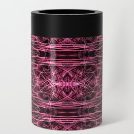 Liquid Light Series 41 ~ Red Abstract Fractal Pattern Can Cooler