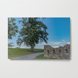 Rose Barn Ruins Metal Print | Stonebarn, Windows, Photo, Summerafternoon, Trees, Tree, Rosebarnruins, Road, Civilwarbarn, Bluesky 