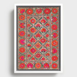 Kermina Suzani Uzbekistan Colorful Embroidery Print Framed Canvas