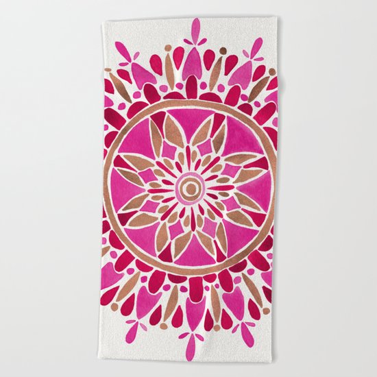 Mandala – Pink & Rose Gold Beach Towel