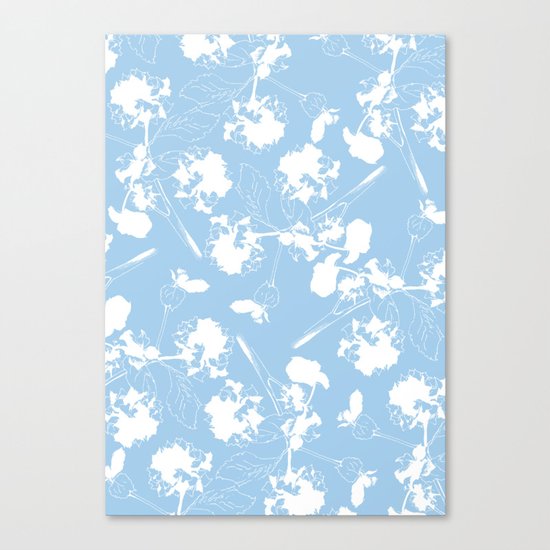 Hydranga pattern - blue and white Canvas Print