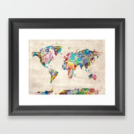 world map music art Framed Art Print