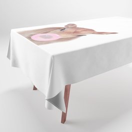 Baby Cow Blowing Bubble Gum by Zouzounio Art Tablecloth