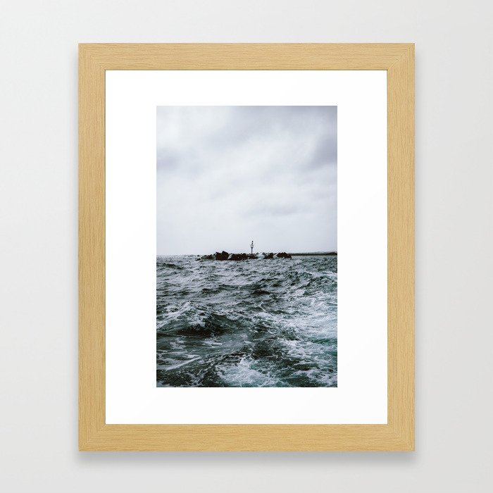 Wild ocean next to Lanzarote, Spain Framed Art Print
