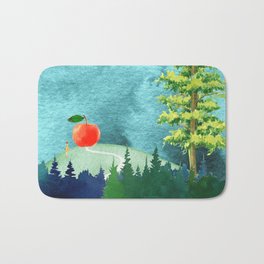 The girl and the apple - education is a journey - Japanese watercolor composition children illustration Bath Mat | Child, Schooldecor, Apple, Japanese, Girl, Watercolor, Fairytale, Illustration, Enchantedforest, Lyrical 