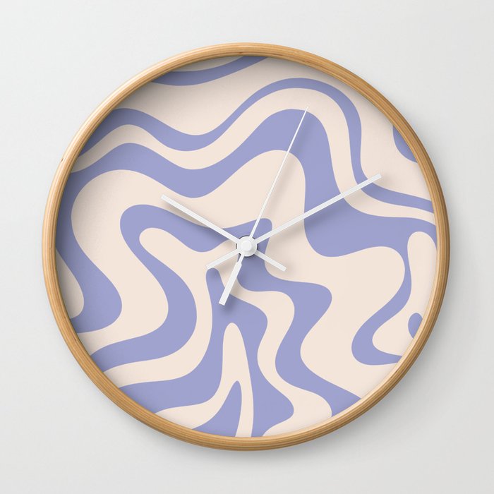 Liquid Swirl Retro Abstract Pattern 4 in Light Periwinkle Purple Wall Clock