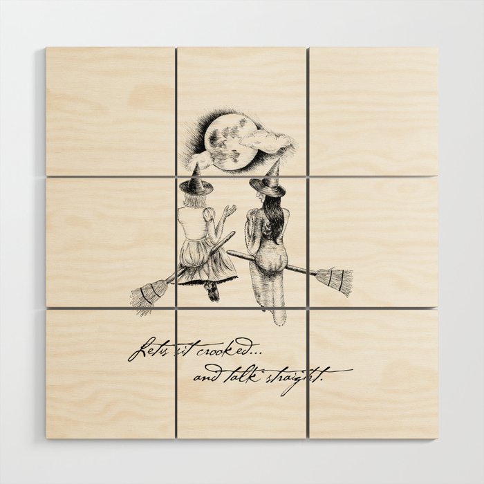 Witches Sitting Crooked Wood Wall Art